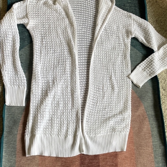 Gap White Open-Knit Crochet Coastal Hooded Cardigan - Picture 4 of 6